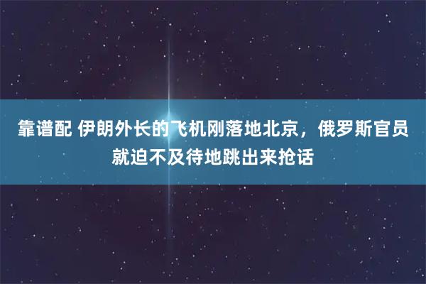 靠谱配 伊朗外长的飞机刚落地北京，俄罗斯官员就迫不及待地跳出来抢话